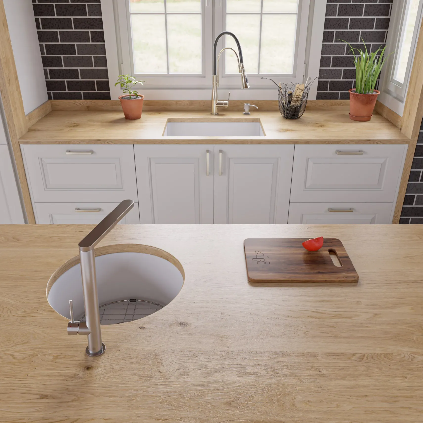 ALFI brand 27" Dual Mount Fireclay Kitchen Sink, White, No Faucet Hole, ABF2718UD-W