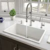 ALFI brand 30" Dual Mount Fireclay Kitchen Sink, White, No Faucet Hole, AB3018UD-W