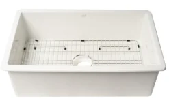 ALFI brand 32" Dual Mount Fireclay Kitchen Sink, White, No Faucet Hole, ABF3219SUD-W