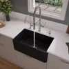ALFI brand 30" Fireclay Farmhouse Sink, Black Matte, No Faucet Hole, ABF3018-BM