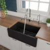 ALFI brand 30" Fireclay Farmhouse Sink, Black Matte, No Faucet Hole, AB3018HS-BM