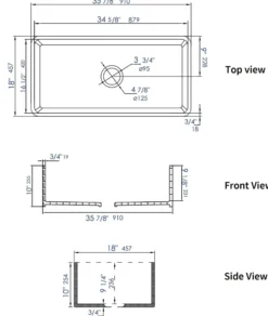 ALFI brand 36" Fireclay Farmhouse Sink, Black Matte, No Faucet Hole, ABF3618-BM