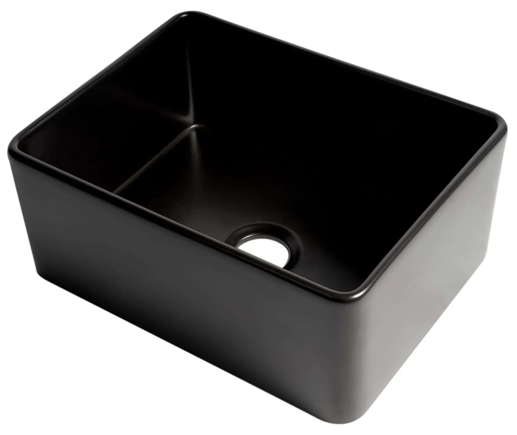 ALFI brand 24" Fireclay Farmhouse Sink, Black Matte, No Faucet Hole, ABF2418-BM