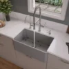 ALFI brand 30" Fireclay Farmhouse Sink, Gray Matte, No Faucet Hole, ABF3018-GM