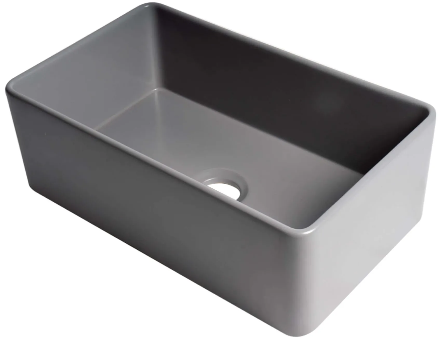 ALFI brand 30" Fireclay Farmhouse Sink, Gray Matte, No Faucet Hole, ABF3018-GM