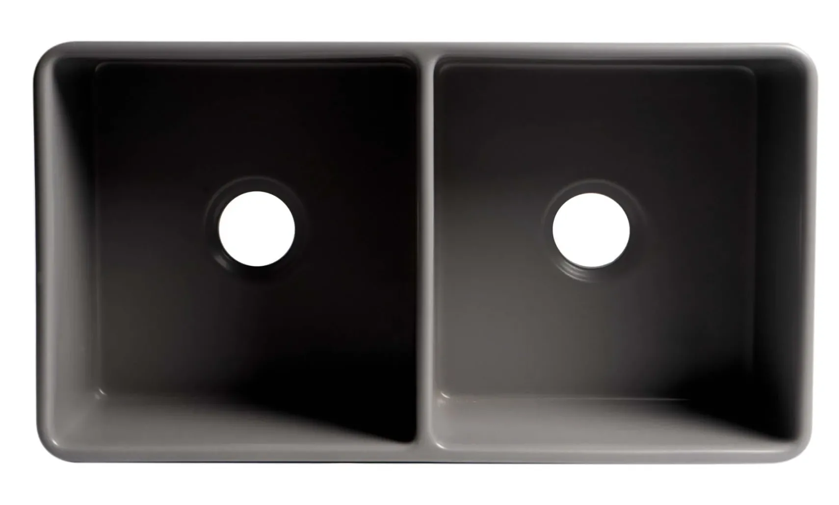 ALFI brand 33" Fireclay Farmhouse Sink, 50/50 Double Bowl, Gray Matte, No Faucet Hole, ABF3318D-GM