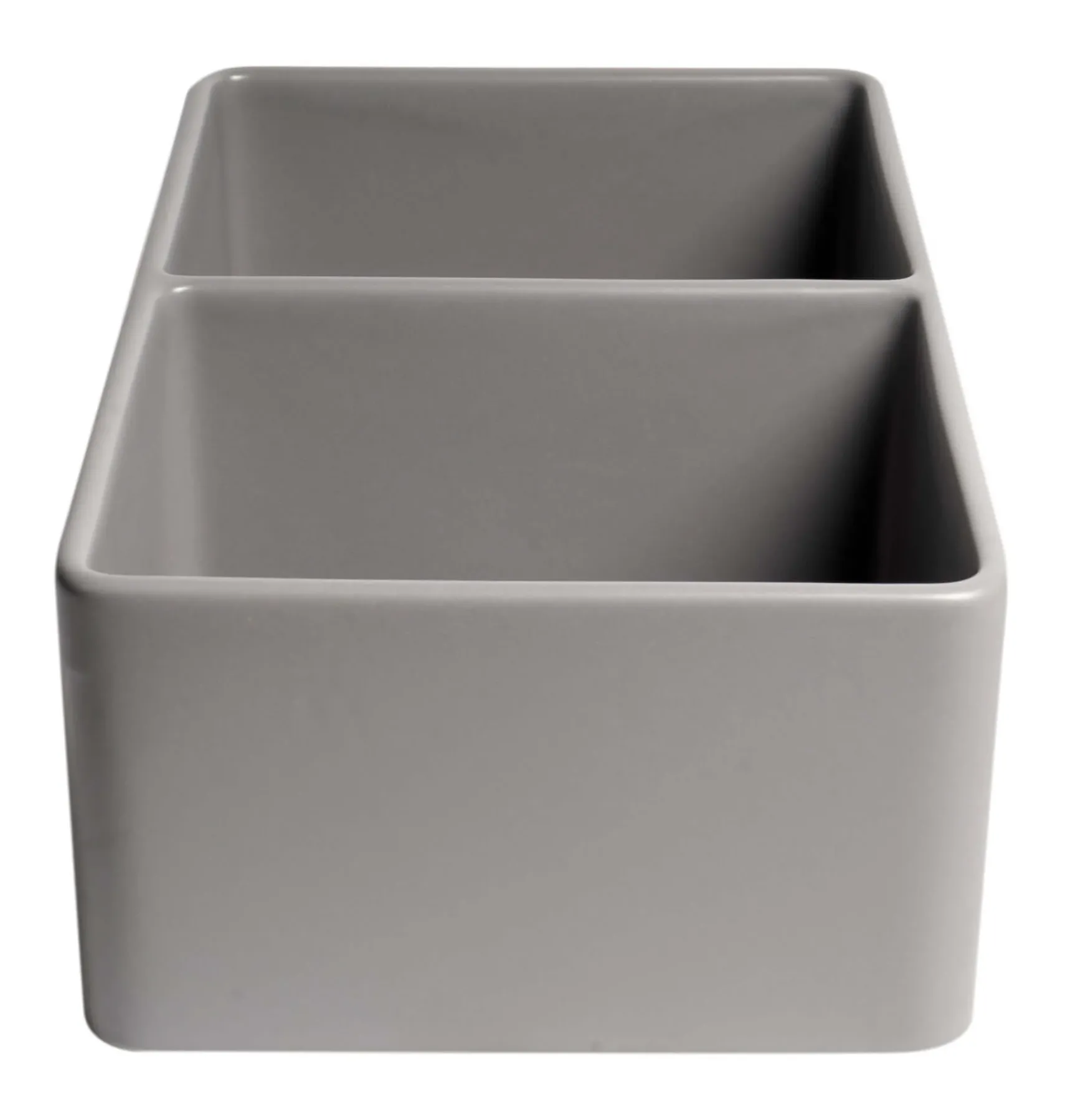 ALFI brand 33" Fireclay Farmhouse Sink, 50/50 Double Bowl, Gray Matte, No Faucet Hole, ABF3318D-GM