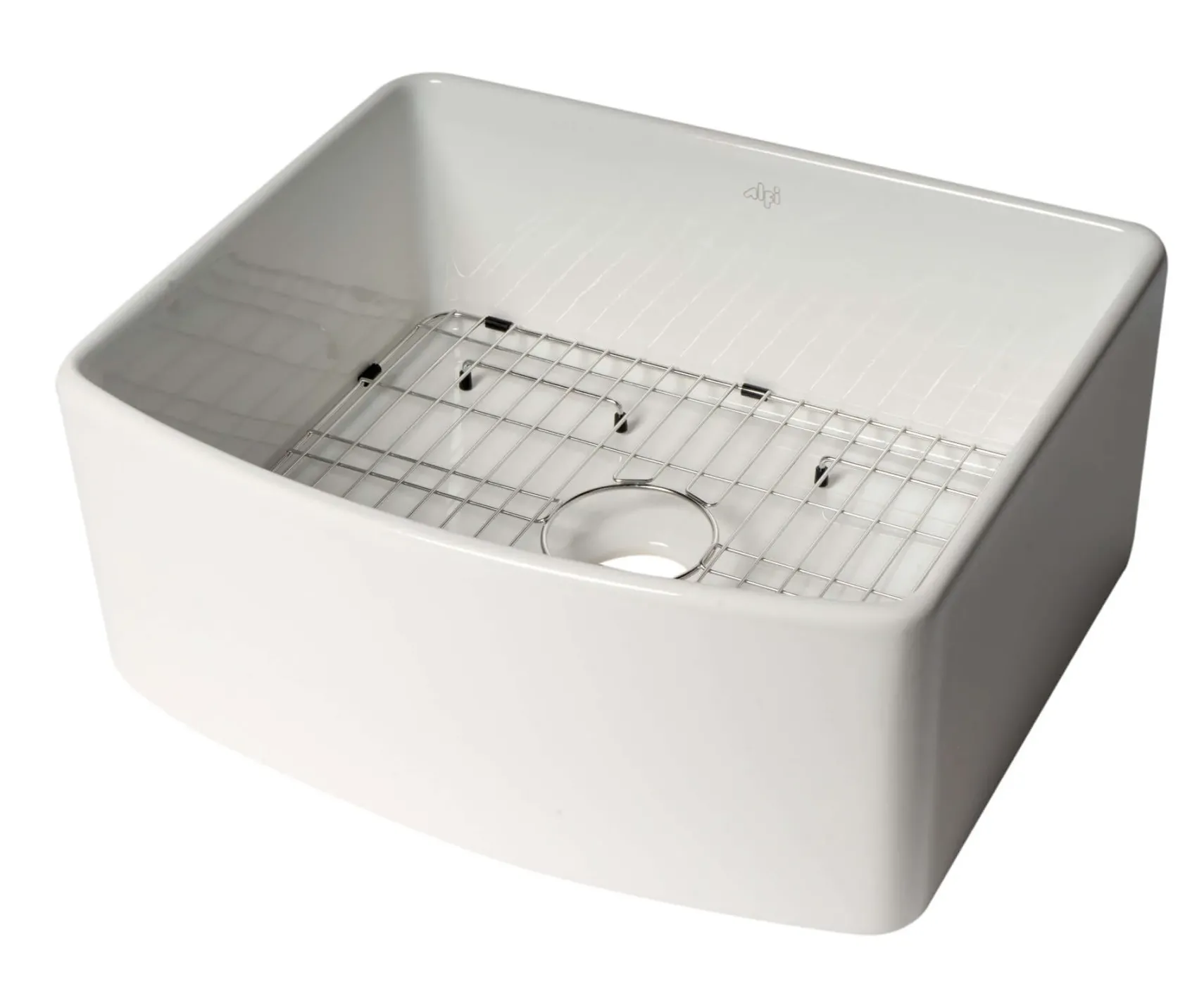 ALFI brand 24" Fireclay Farmhouse Sink with Accessories, White, ABFC2420-W