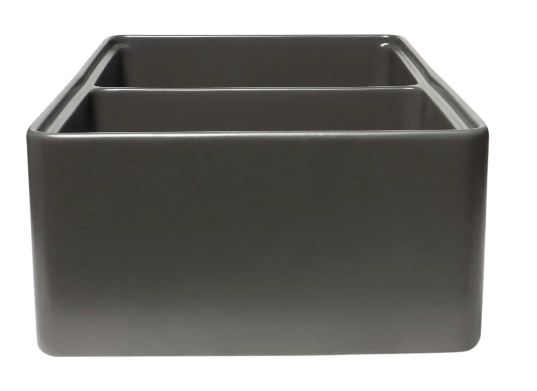 ALFI brand 33" Fireclay Workstation Farmhouse Step Rim Sink with Accessories, 50/50 Double Bowl, Gray Matte, No Faucet Hole, ABFS3320D-GM