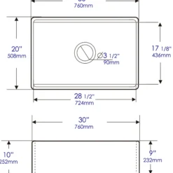 ALFI brand 30" Fireclay Workstation Farmhouse Step Rim Sink with Accessories, Gray Matte, No Faucet Hole, ABFS3020-GM