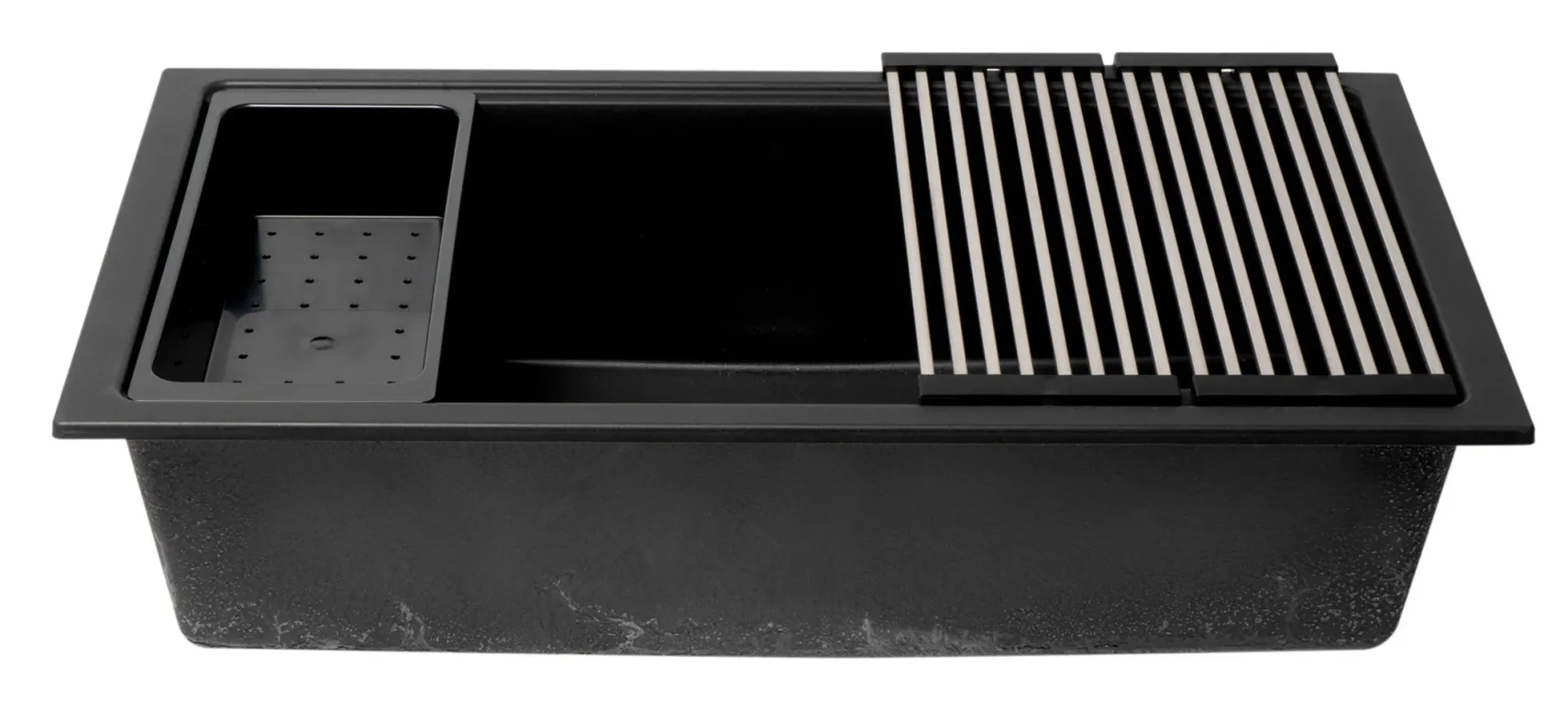 ALFI brand 34" Under Mount Granite Composite Workstation Kitchen Sink with Accessories, Black, No Faucet Hole, AB3418SBUM-BLA
