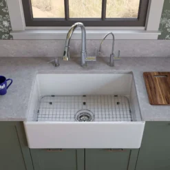 ALFI 30" Contemporary Smooth Fireclay Farmhouse Apron Sink, White, AB510-W