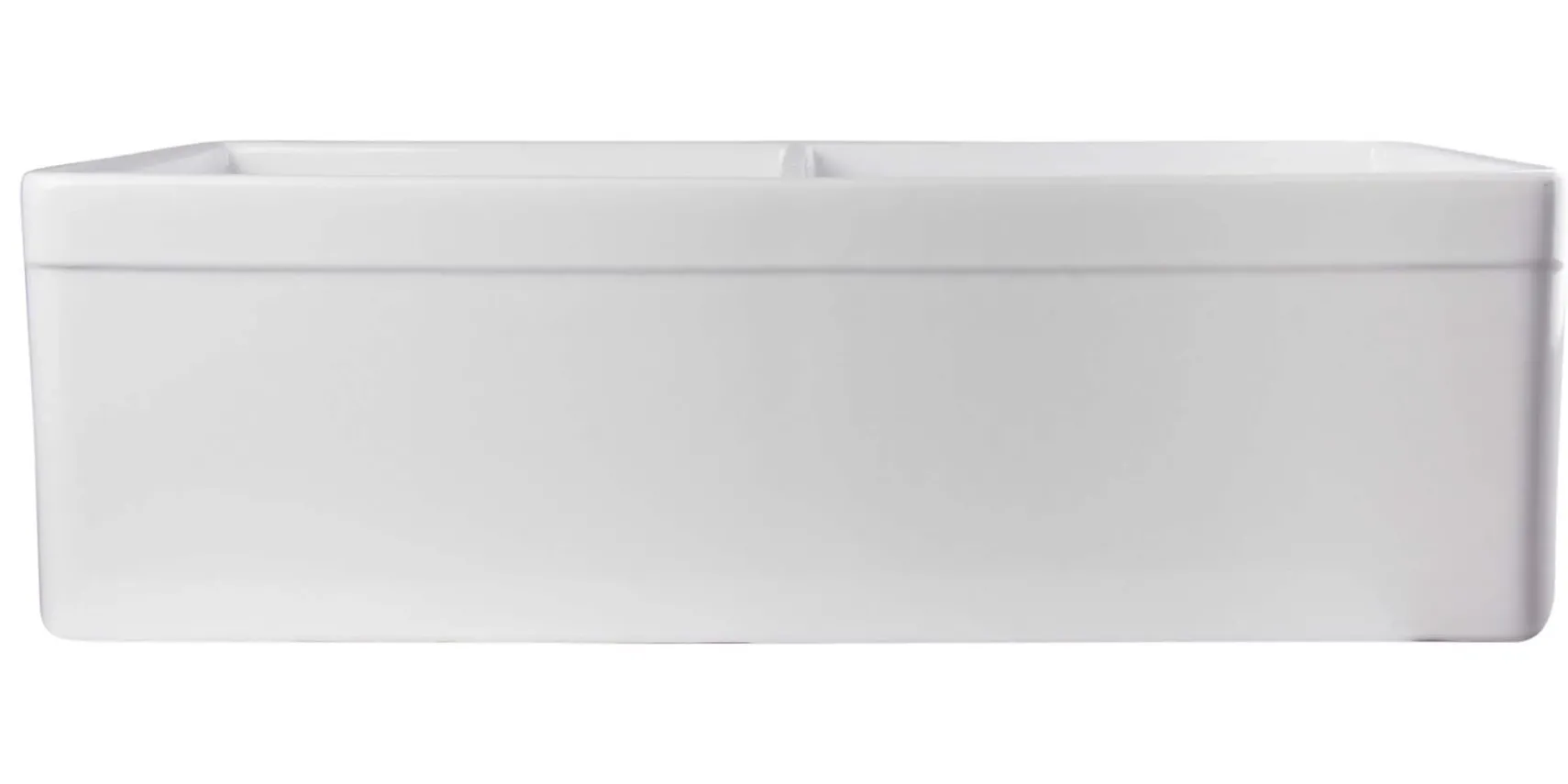 ALFI 32" Decorative Lip Double Bowl Fireclay Farmhouse Apron Sink, White, AB539-W