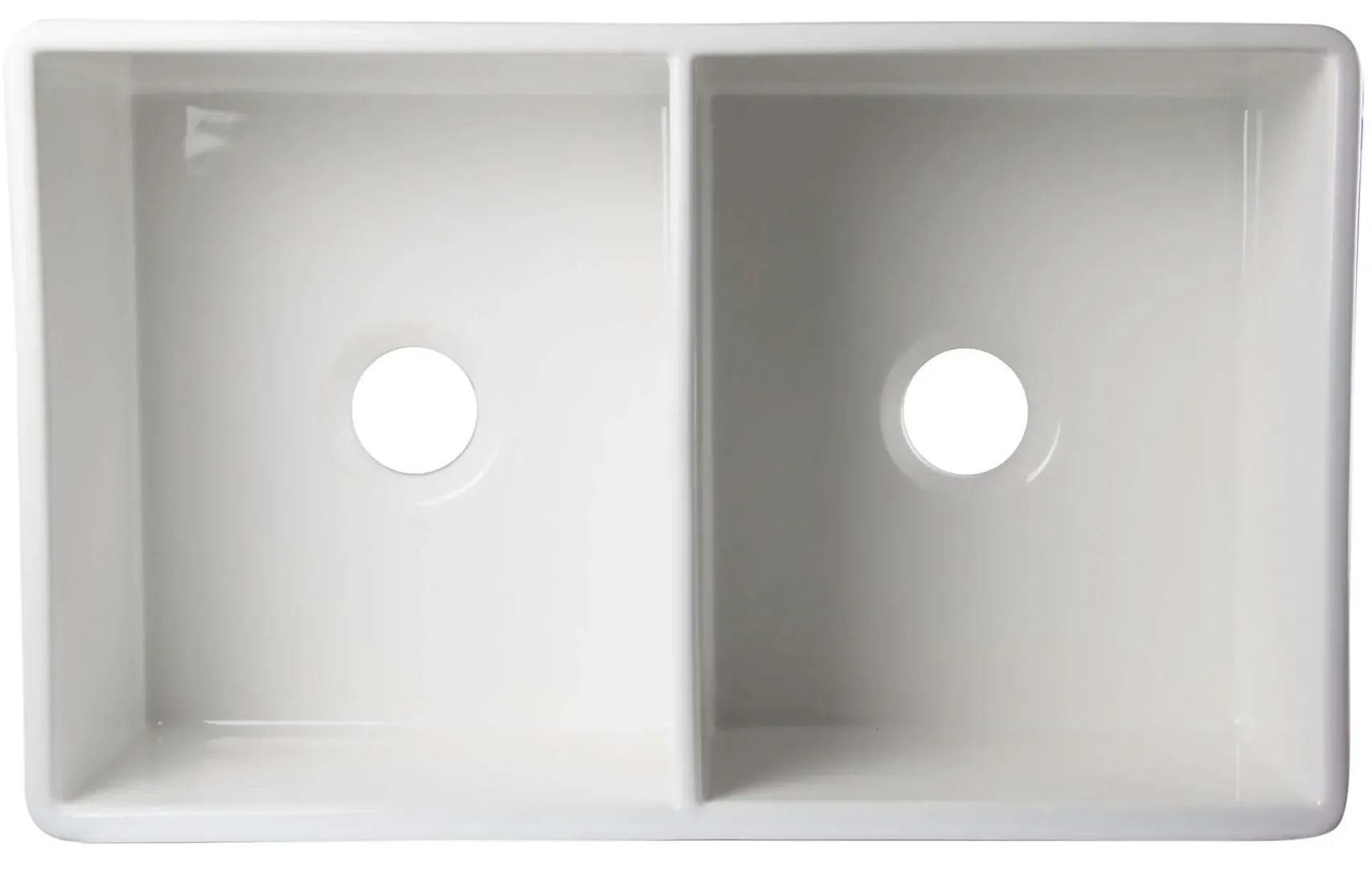 ALFI 32" Decorative Lip Double Bowl Fireclay Farmhouse Apron Sink, White, AB539-W