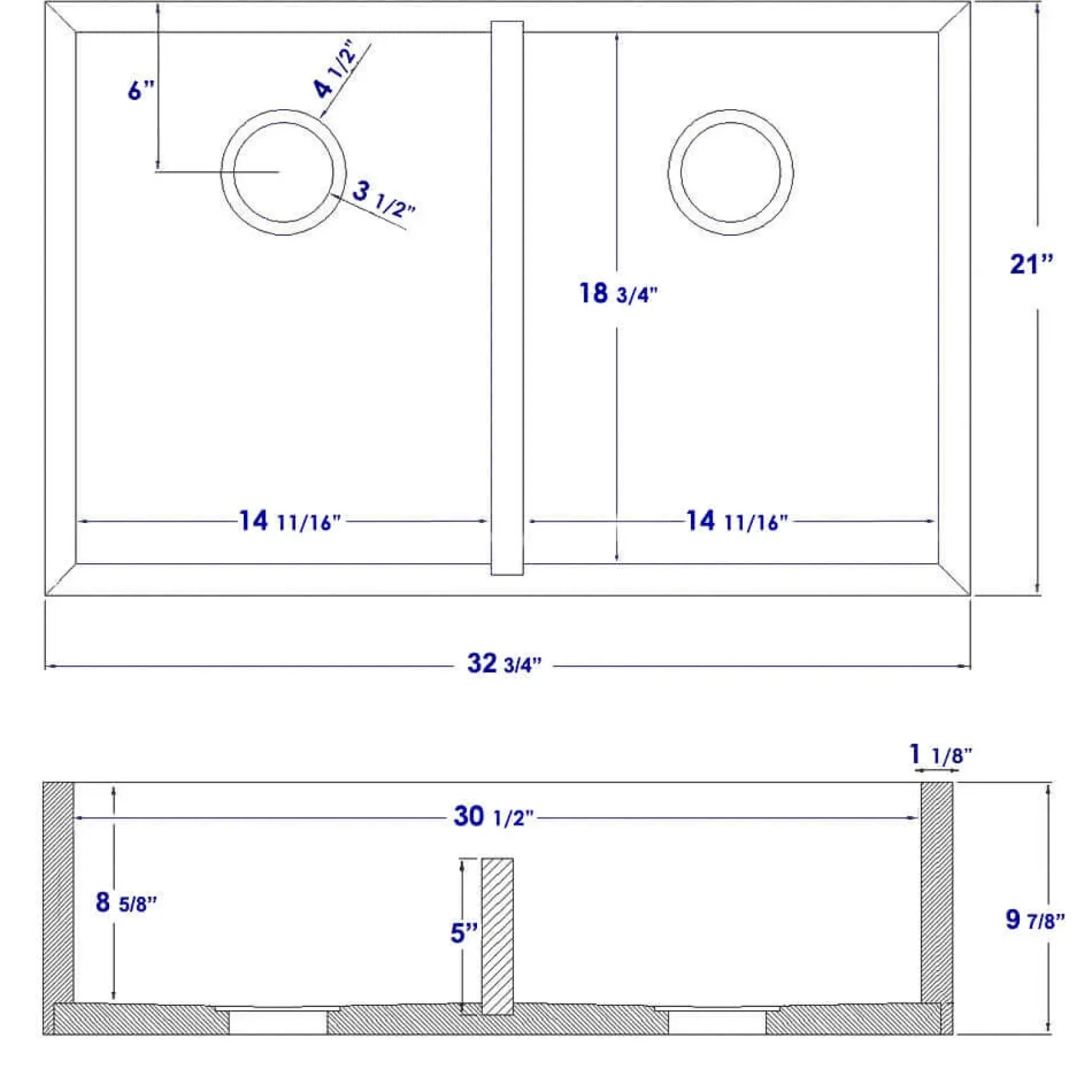 ALFI 33" Double Bowl Bowl Bamboo Farmhouse Apron Sink, AB3321