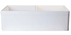 ALFI 32" Double Bowl Fireclay Farmhouse Apron Sink, Biscuit, AB539-B