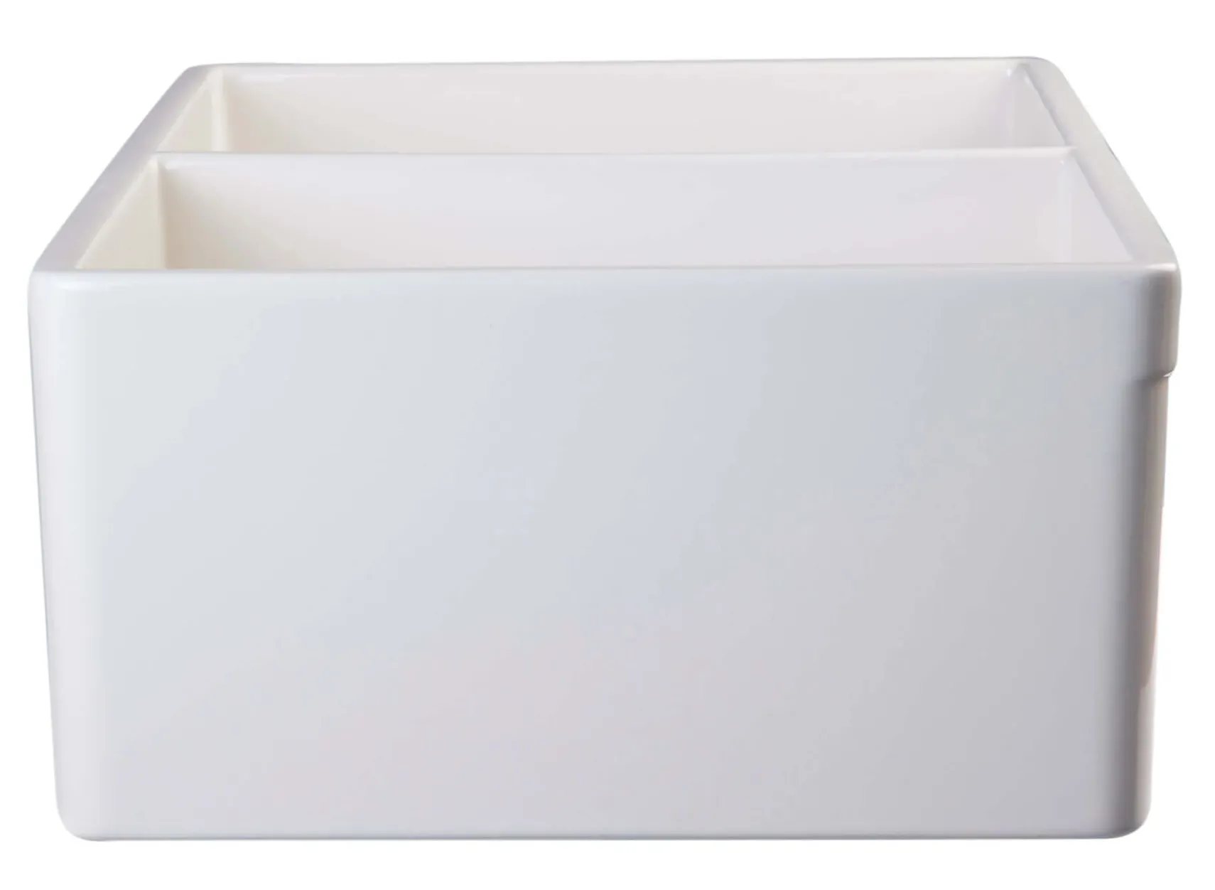ALFI 32" Double Bowl Fireclay Farmhouse Apron Sink, Biscuit, AB539-B