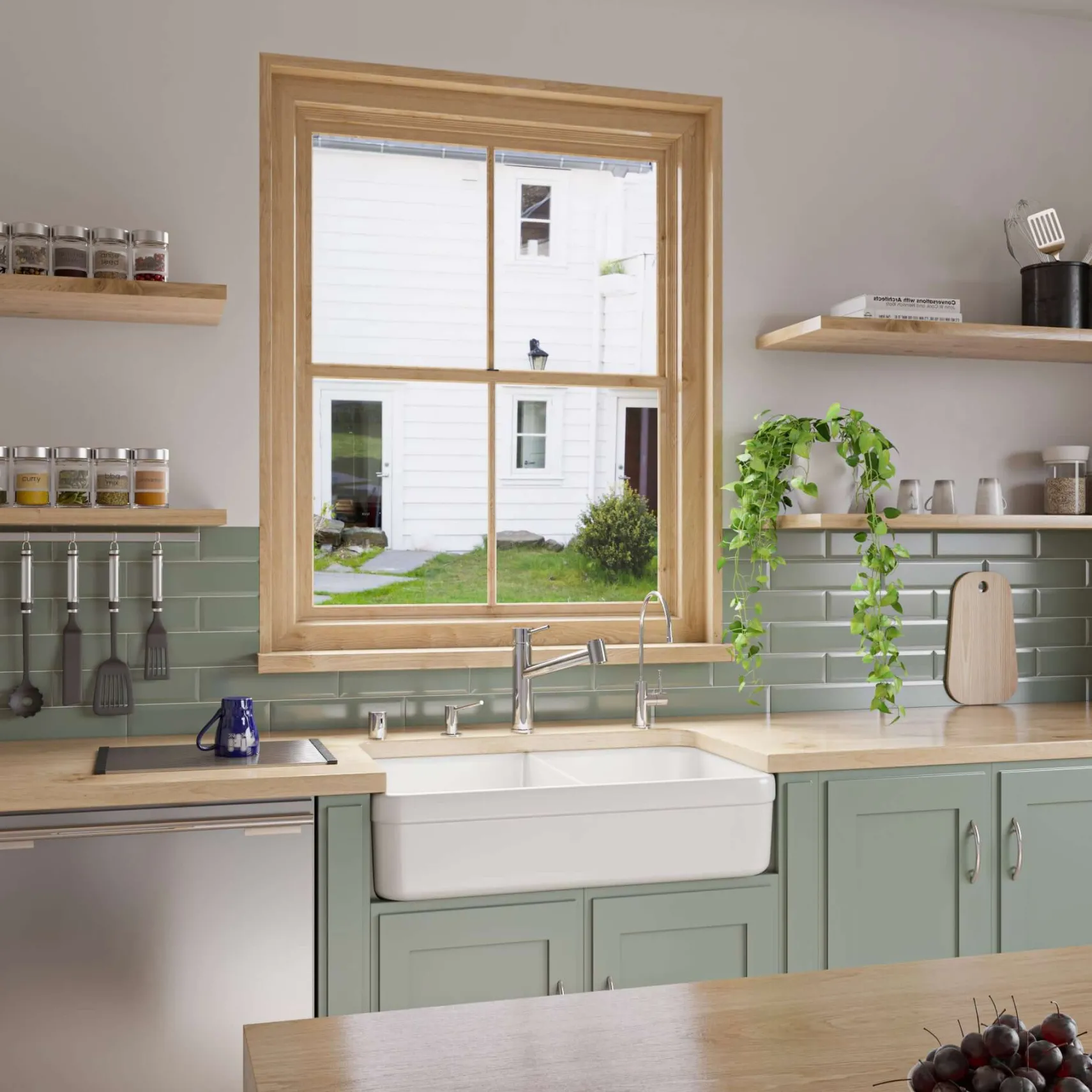 ALFI 32" Double Bowl Fireclay Farmhouse Apron Sink, White, AB512-W
