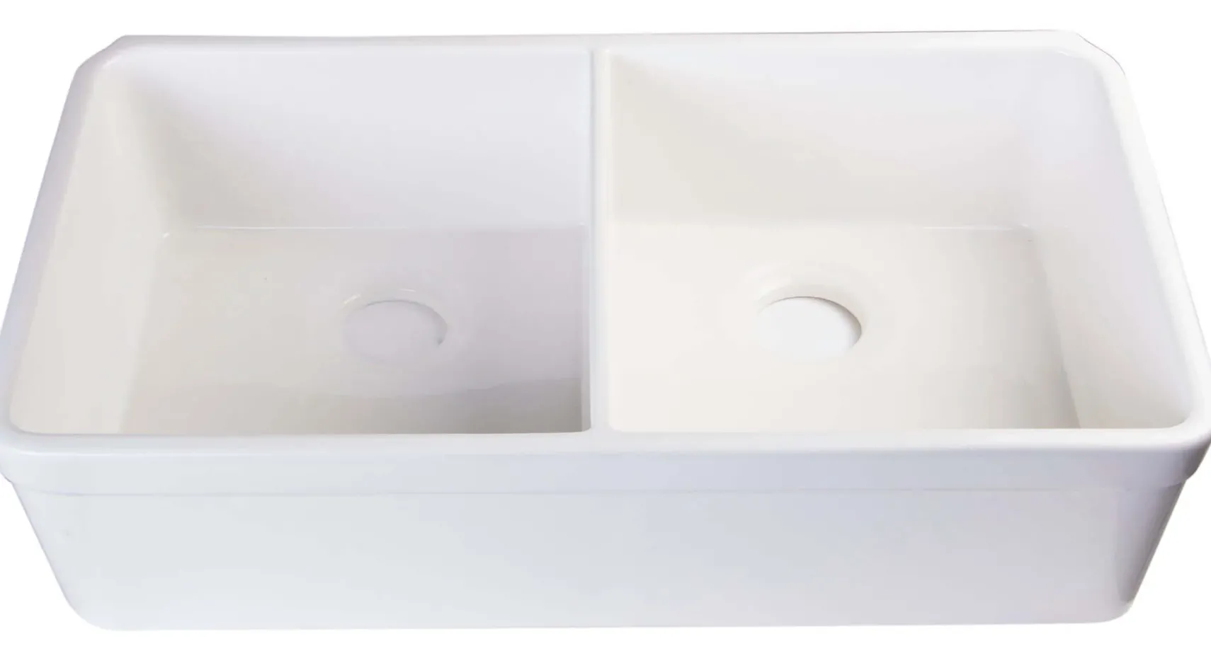 ALFI 32" Double Bowl Fireclay Farmhouse Apron Sink, White, AB512-W