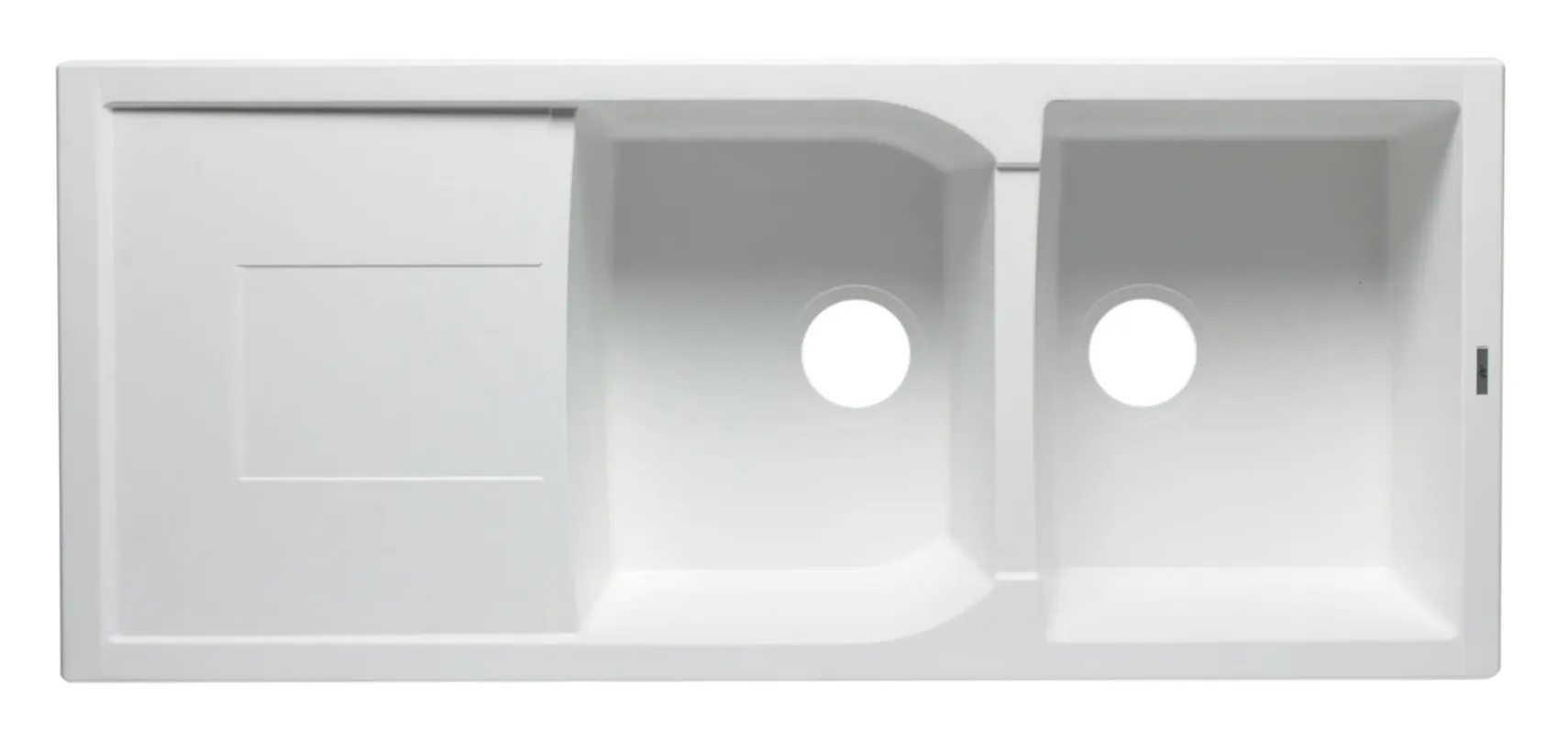 ALFI 46" Double Bowl Granite Composite Kitchen Sink with Drainboard, White, AB4620DI-W