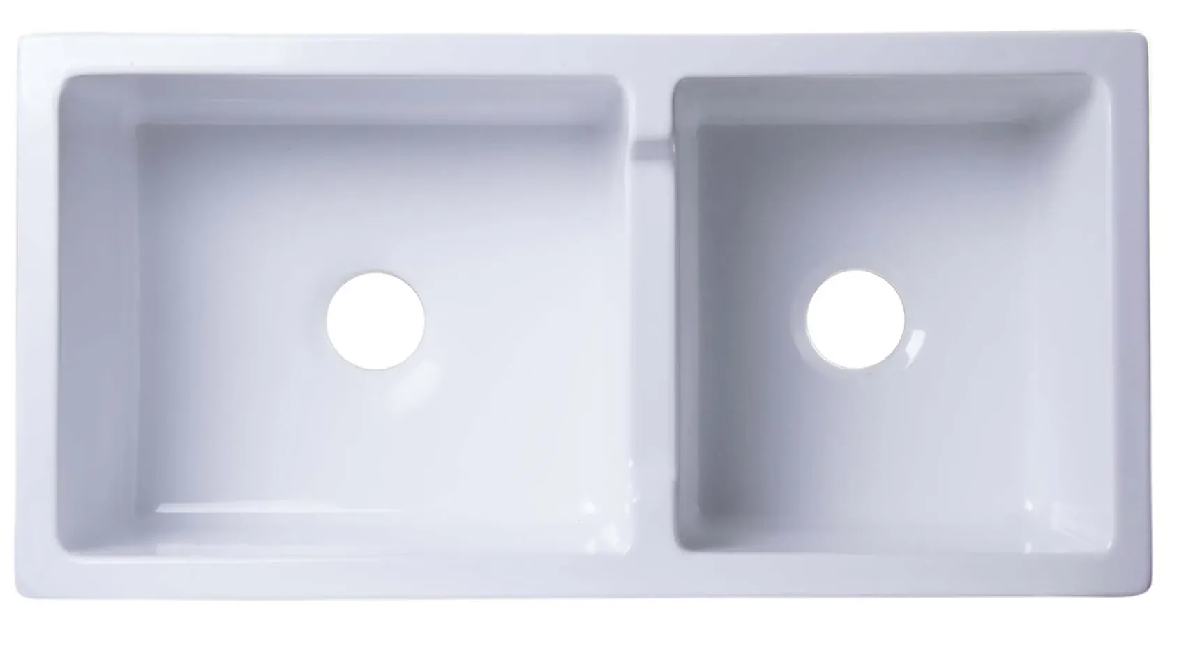 ALFI 36" Double Bowl Thick Wall Fireclay Farmhouse Apron Sink, White, AB3618ARCH-W