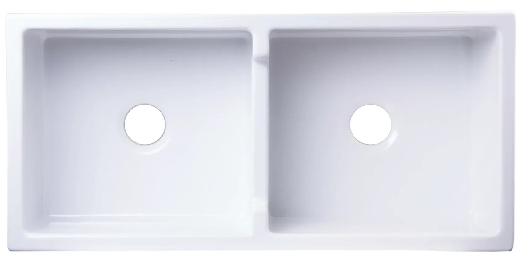 ALFI 39" Fireclay Double Bowl Bowl Farmhouse Apron Sink, White, AB3918DB-W