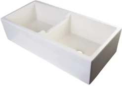 ALFI 39" Fireclay Double Bowl Bowl Farmhouse Apron Sink, Biscuit, AB3918DB-B