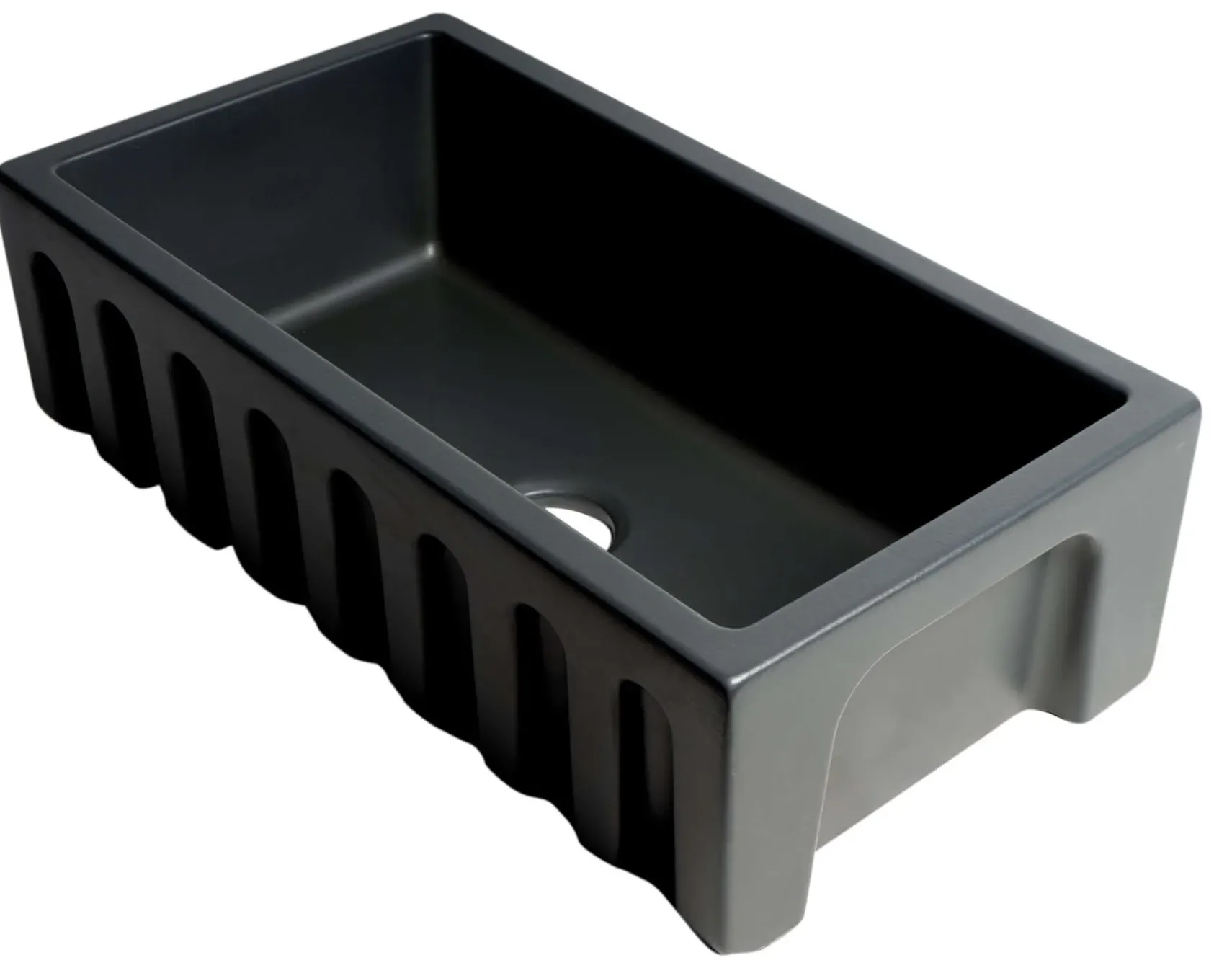 ALFI 33" Fireclay Farmhouse Kitchen Sink, Single Bowl, Reversible, Black Matte, AB3318HS-BM