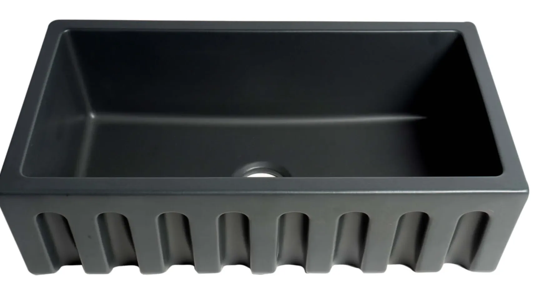 ALFI 33" Fireclay Farmhouse Kitchen Sink, Single Bowl, Reversible, Black Matte, AB3318HS-BM