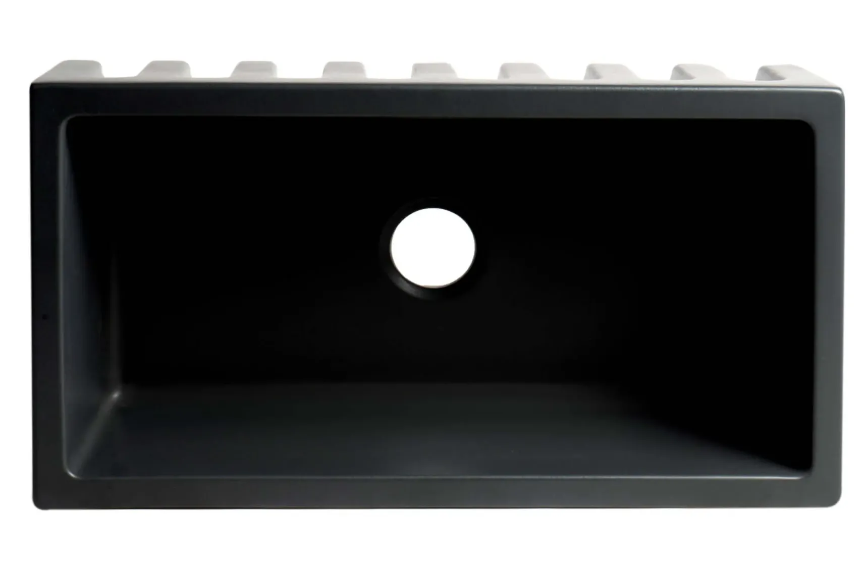 ALFI 33" Fireclay Farmhouse Kitchen Sink, Single Bowl, Reversible, Black Matte, AB3318HS-BM