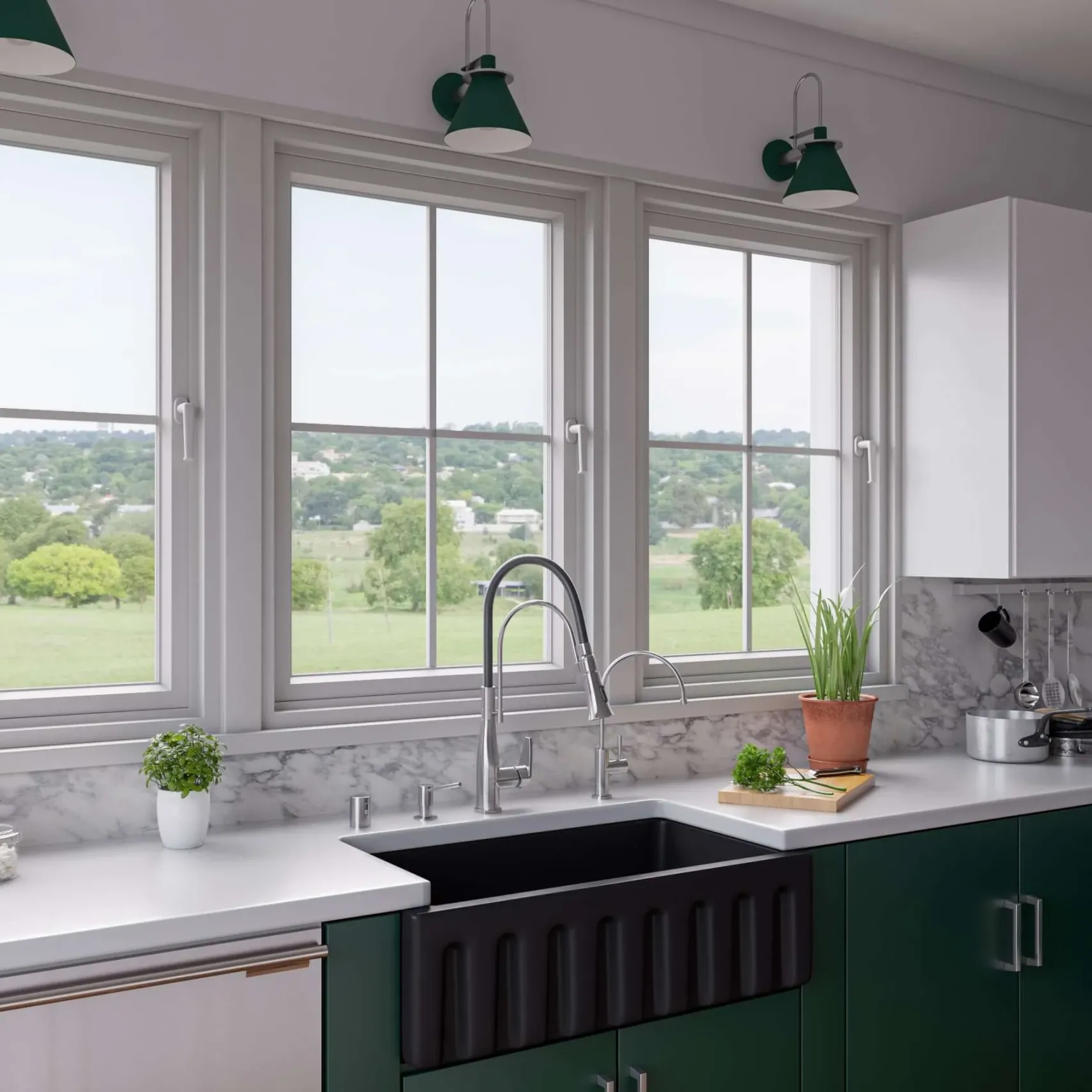 ALFI 33" Fireclay Farmhouse Kitchen Sink, Single Bowl, Reversible, Black Matte, AB3318HS-BM
