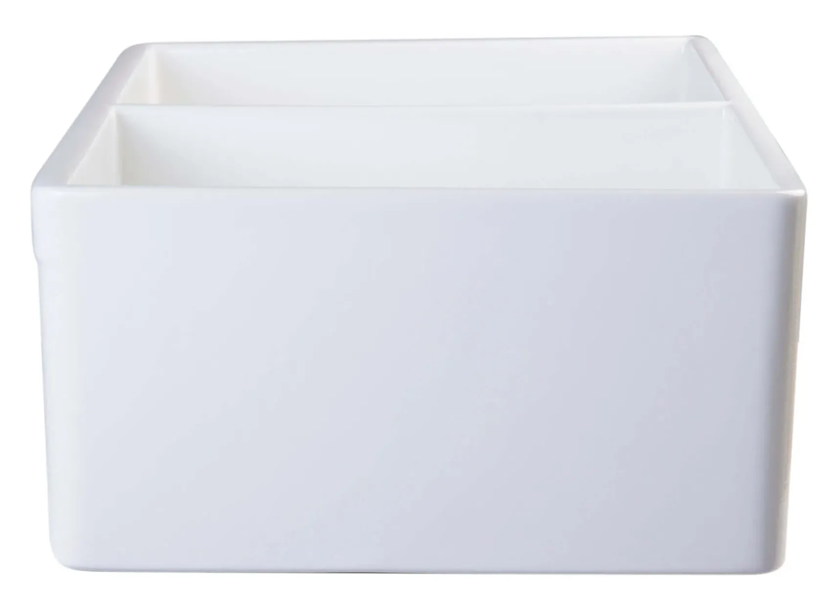 ALFI 32" Fluted Double Bowl Fireclay Farmhouse Apron Sink, White, AB537-W