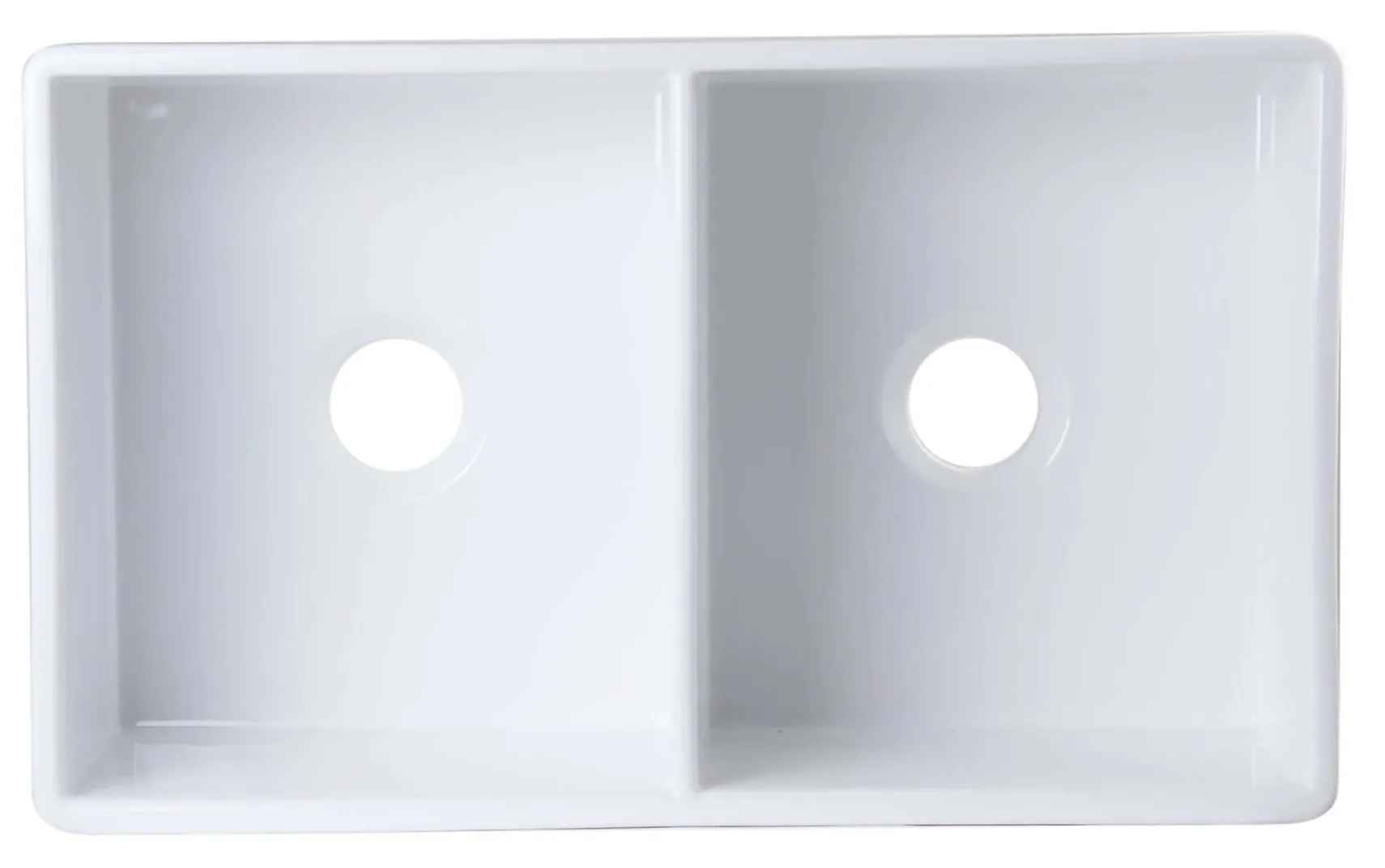 ALFI 32" Fluted Double Bowl Fireclay Farmhouse Apron Sink, White, AB537-W