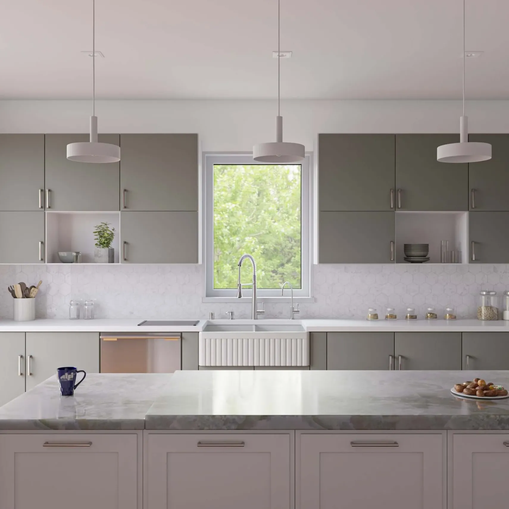 ALFI 32" Fluted Double Bowl Fireclay Farmhouse Apron Sink, White, AB537-W