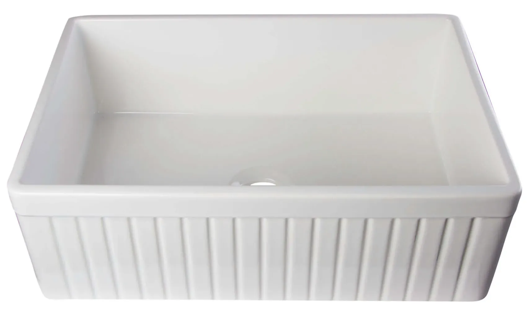ALFI 30" Fluted Single Bowl Fireclay Farmhouse Apron Sink, White, AB509-W