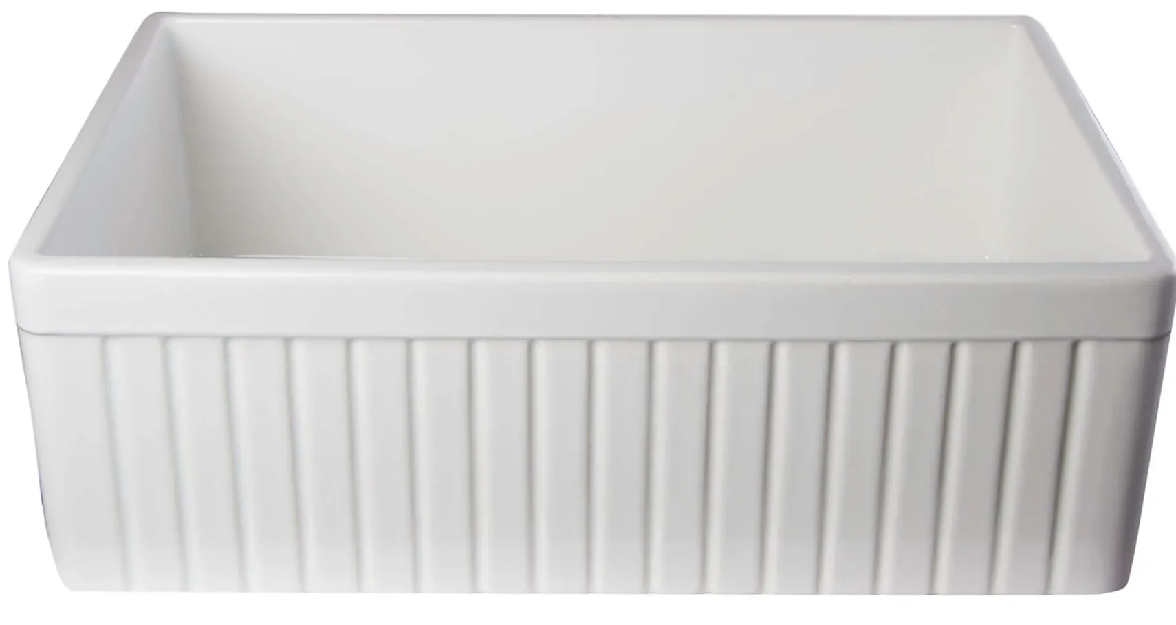 ALFI 30" Fluted Single Bowl Fireclay Farmhouse Apron Sink, White, AB509-W