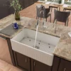 ALFI 33" Fluted Single Bowl Fireclay Farmhouse Apron Sink, White, AB532-W