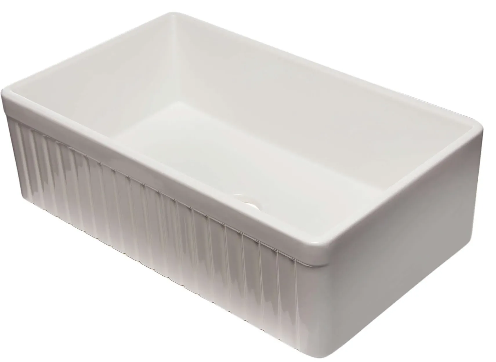 ALFI 33" Fluted Single Bowl Fireclay Farmhouse Apron Sink, White, AB532-W