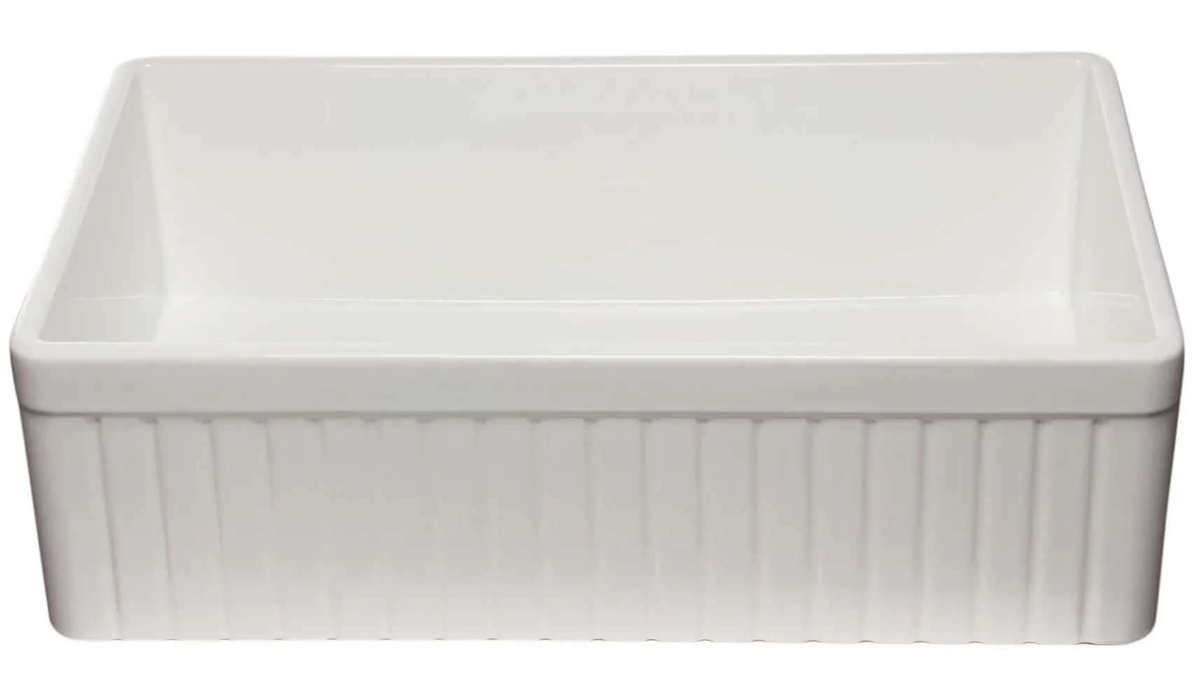 ALFI 33" Fluted Single Bowl Fireclay Farmhouse Apron Sink, White, AB532-W