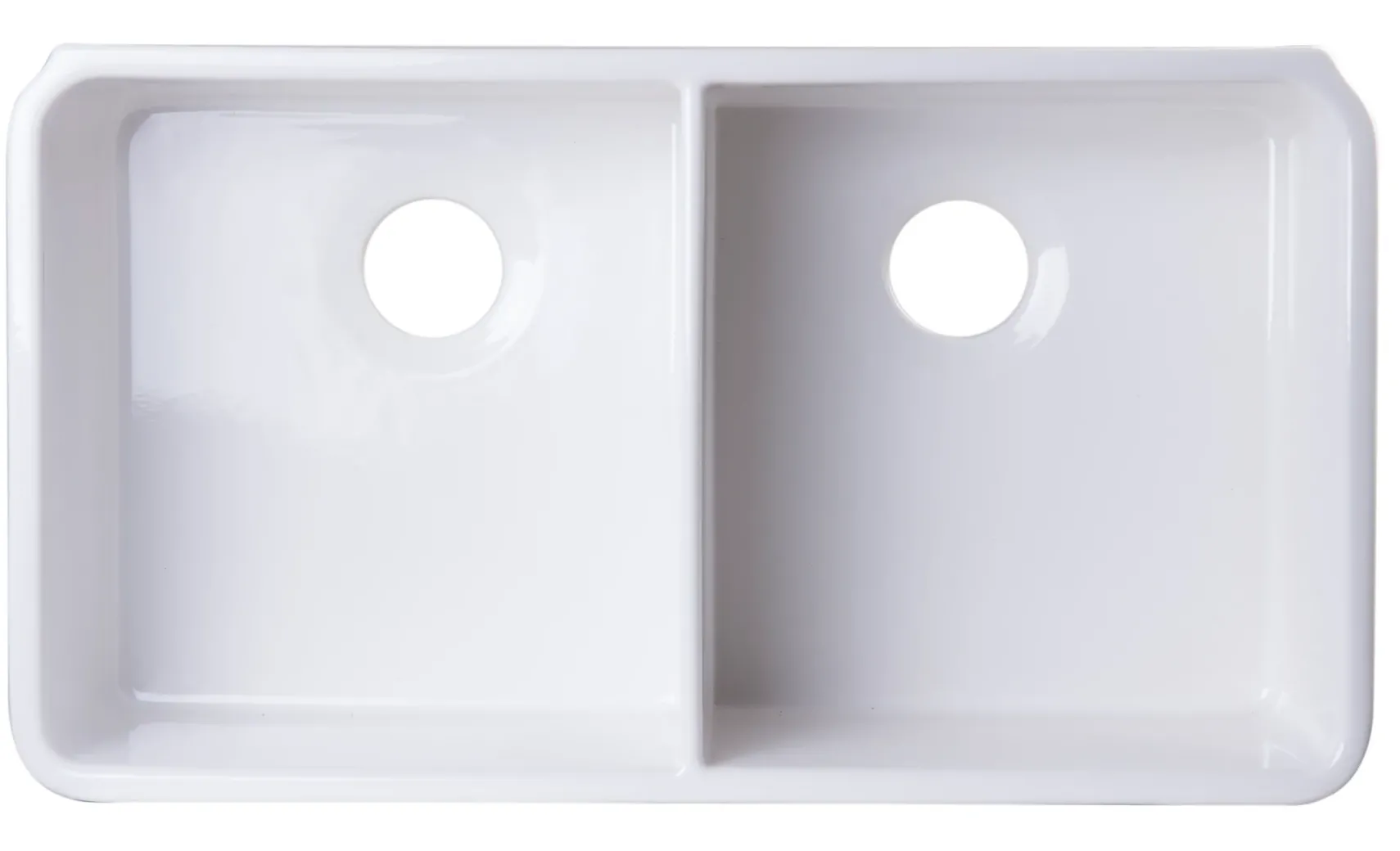 ALFI 32 inch White Double Bowl Fireclay Undermount Kitchen Sink, AB512UM-W
