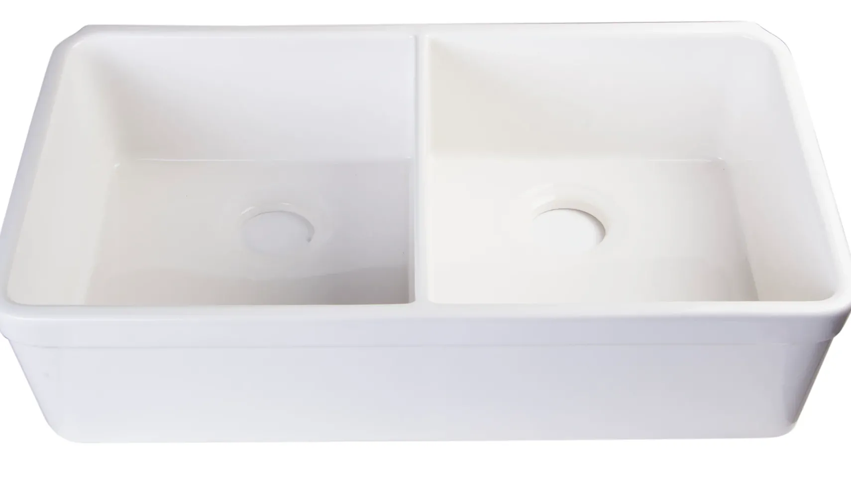 ALFI 32 inch White Double Bowl Fireclay Undermount Kitchen Sink, AB512UM-W