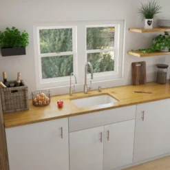 ALFI 24 inch White Single Bowl Fireclay Undermount Kitchen Sink, AB503UM-W