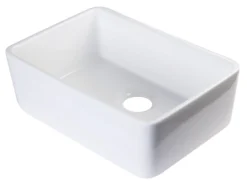 ALFI 24 inch White Single Bowl Fireclay Undermount Kitchen Sink, AB503UM-W