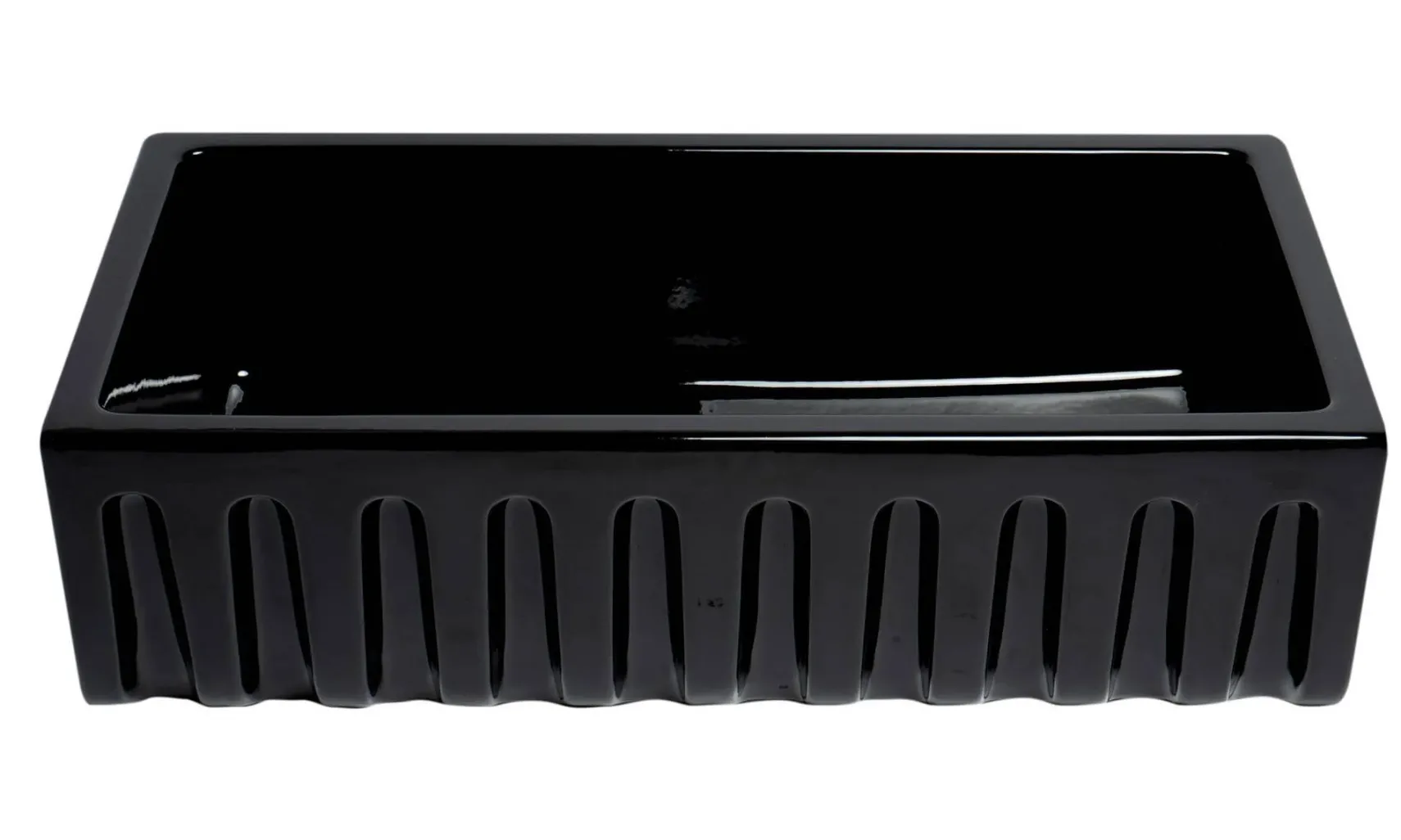 ALFI 36" Single Bowl Fireclay Farmhouse Kitchen Sink, Black Gloss, Reversible, AB3618HS-BG