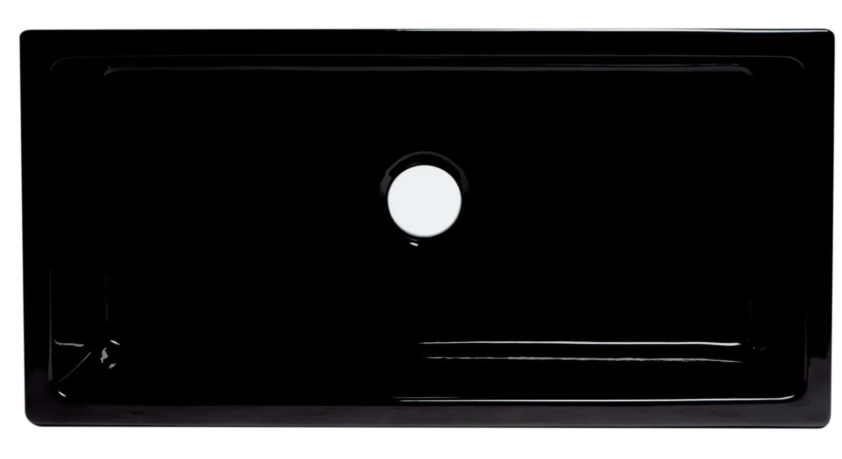 ALFI 36" Single Bowl Fireclay Farmhouse Kitchen Sink, Black Gloss, Reversible, AB3618HS-BG
