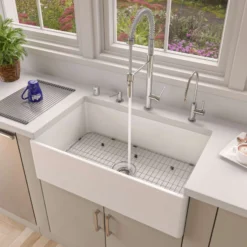 ALFI 33" Single Bowl Fireclay Farmhouse Apron Sink, White, AB533-W