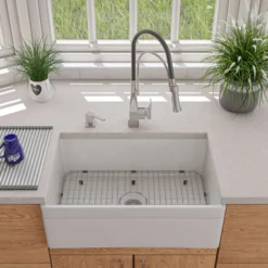 ALFI 30" Single Bowl Fireclay Farmhouse Apron Sink, White, Decorative, AB511-W