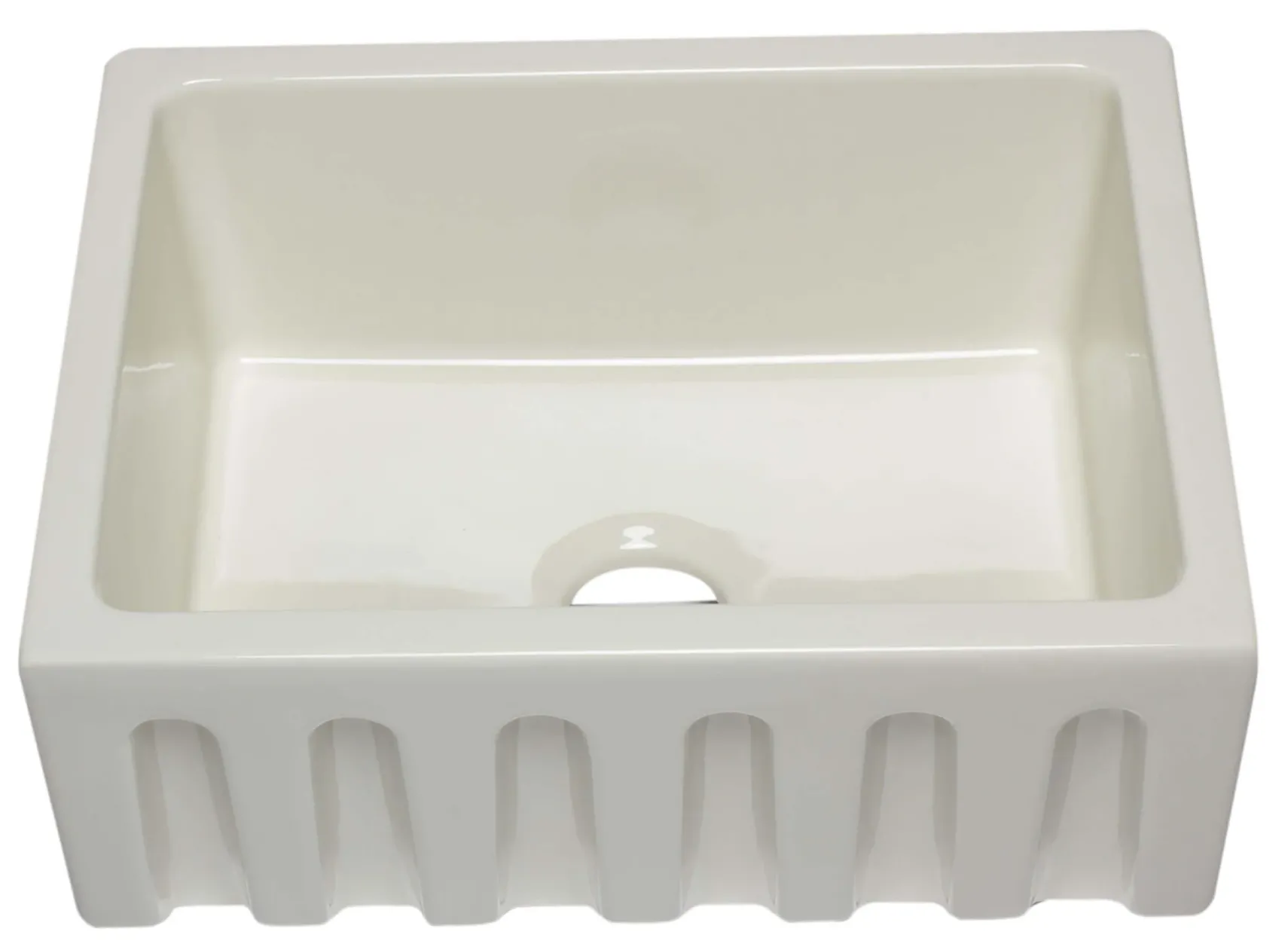 ALFI 24" Single Bowl Fireclay Farmhouse Apron Sink, Biscuit, Reversible, AB2418HS-B