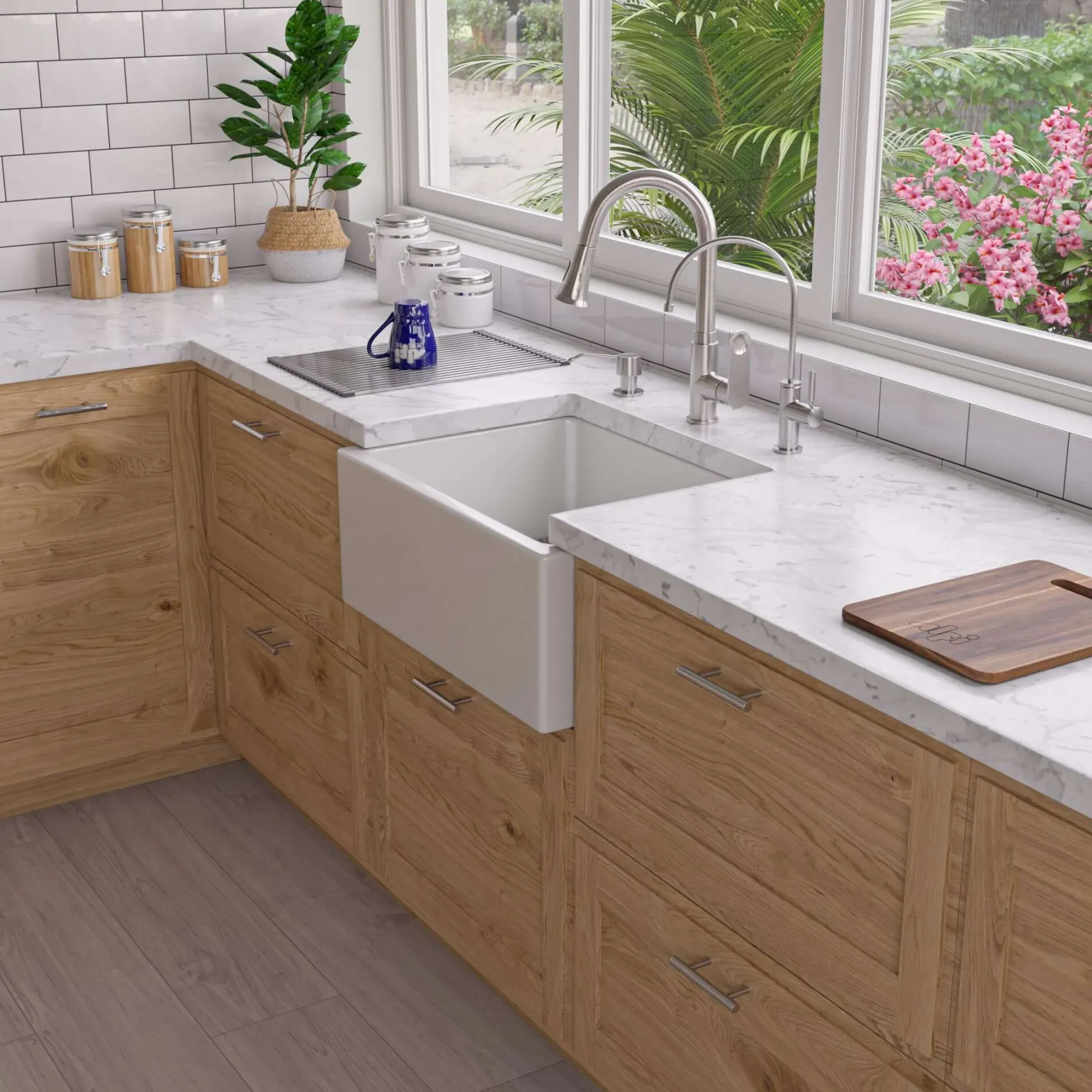 ALFI 24" Single Bowl Thick Wall Fireclay Farmhouse Apron Sink, White, AB2418SB-W