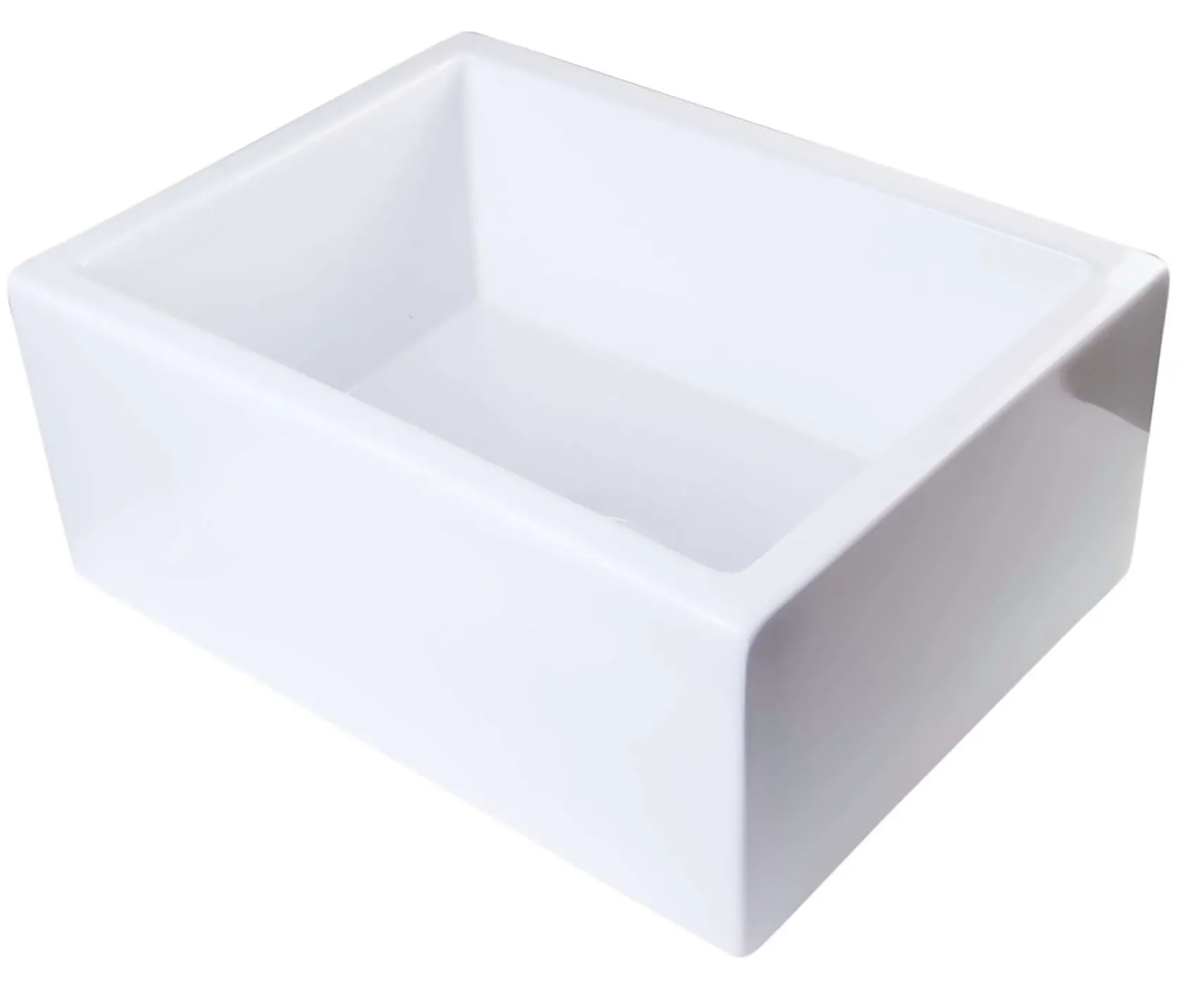 ALFI 24" Single Bowl Thick Wall Fireclay Farmhouse Apron Sink, White, AB2418SB-W